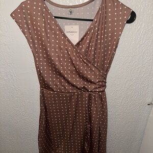 Polka Dot Wrap Dress - Brown